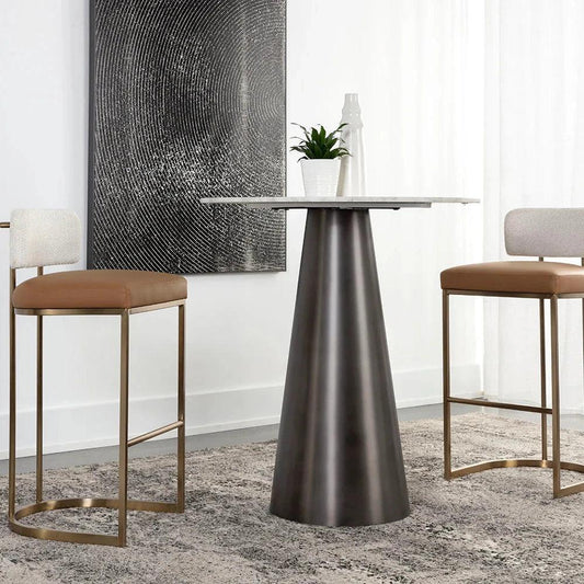 Larissa Barstool - Napa Cognac Faux Leather Seat - LOOMLAN - SUNPAN - Bar Stools