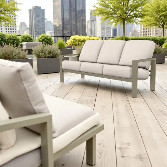 Larssen Aluminum d Deep Cushion Three - Seat Sofa - LOOMLAN - Telescope - Outdoor Sofas & Loveseats