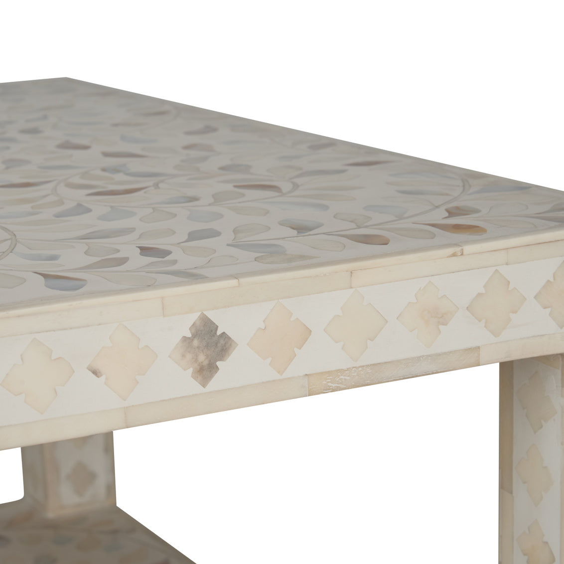Leaf Inlay Wooden Side Table