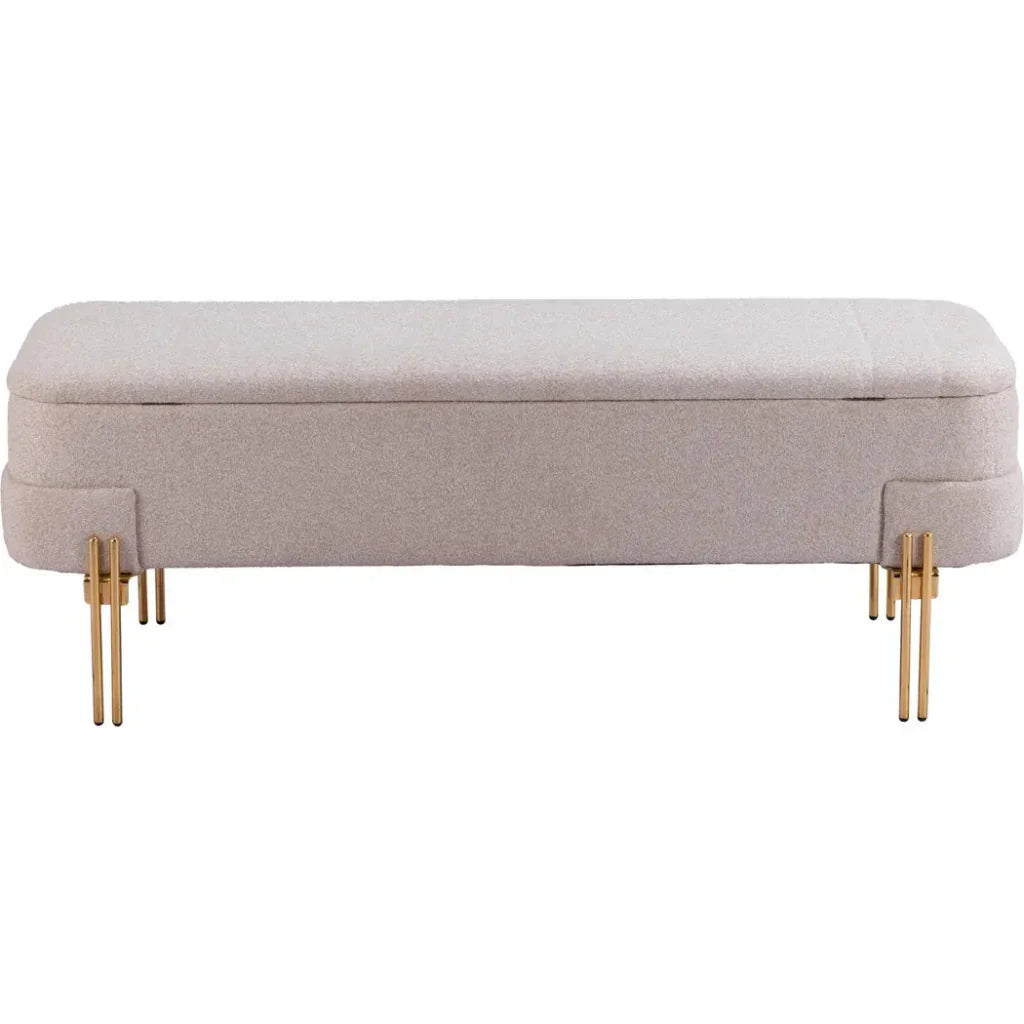 Lebreton Oatmeal Wood & Steel Beige Storage Bench - LOOMLAN - Zuo Modern - Bedroom Benches