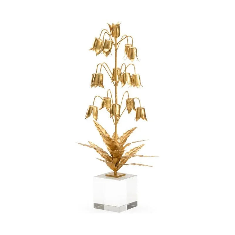 Lily Of The Valley Gold Floral Crystal Base Sculpture - LOOMLAN - Chelsea House - Statues & Sculptures