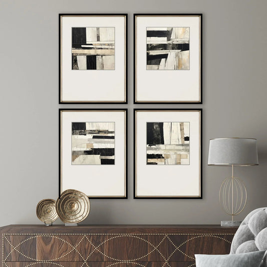 Liminal Wood Black Framed Wall Art 4PC