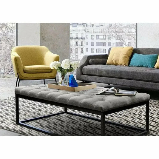 Linen Tufted Large Bedroom Bench in Grey - LOOMLAN - Diamond Sofa - Bedroom Benches