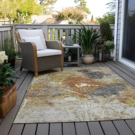 Linta Brown Washable Indoor - Outdoor Rug - LOOMLAN - LOOMLAN Rugs - Outdoor Rugs