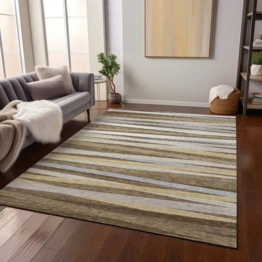 Liora Brown Washable Indoor-Outdoor Rug-Outdoor Rugs-LOOMLAN Rugs-LOOMLAN