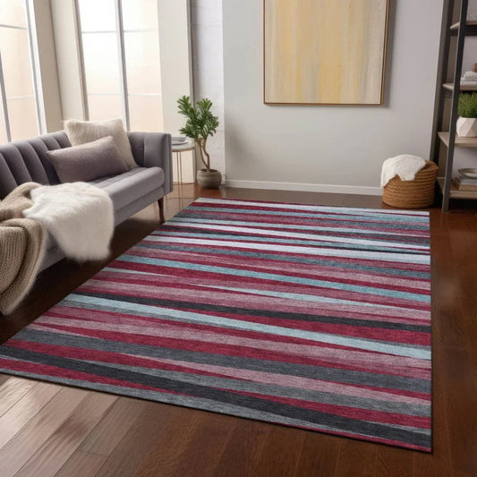 Liora Red Washable Indoor-Outdoor Rug-Outdoor Rugs-LOOMLAN Rugs-LOOMLAN