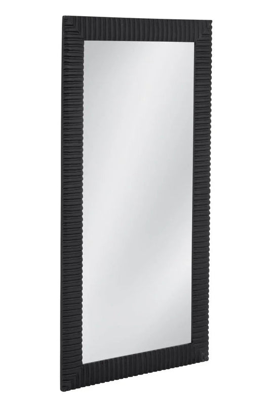 Lithea Matte Black Design Floor Mirror-Floor Mirrors-Bassett Mirror-LOOMLAN