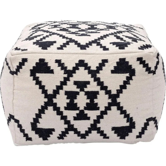Lizardo Ottoman Beige & Black - LOOMLAN - Zuo Modern - Ottomans