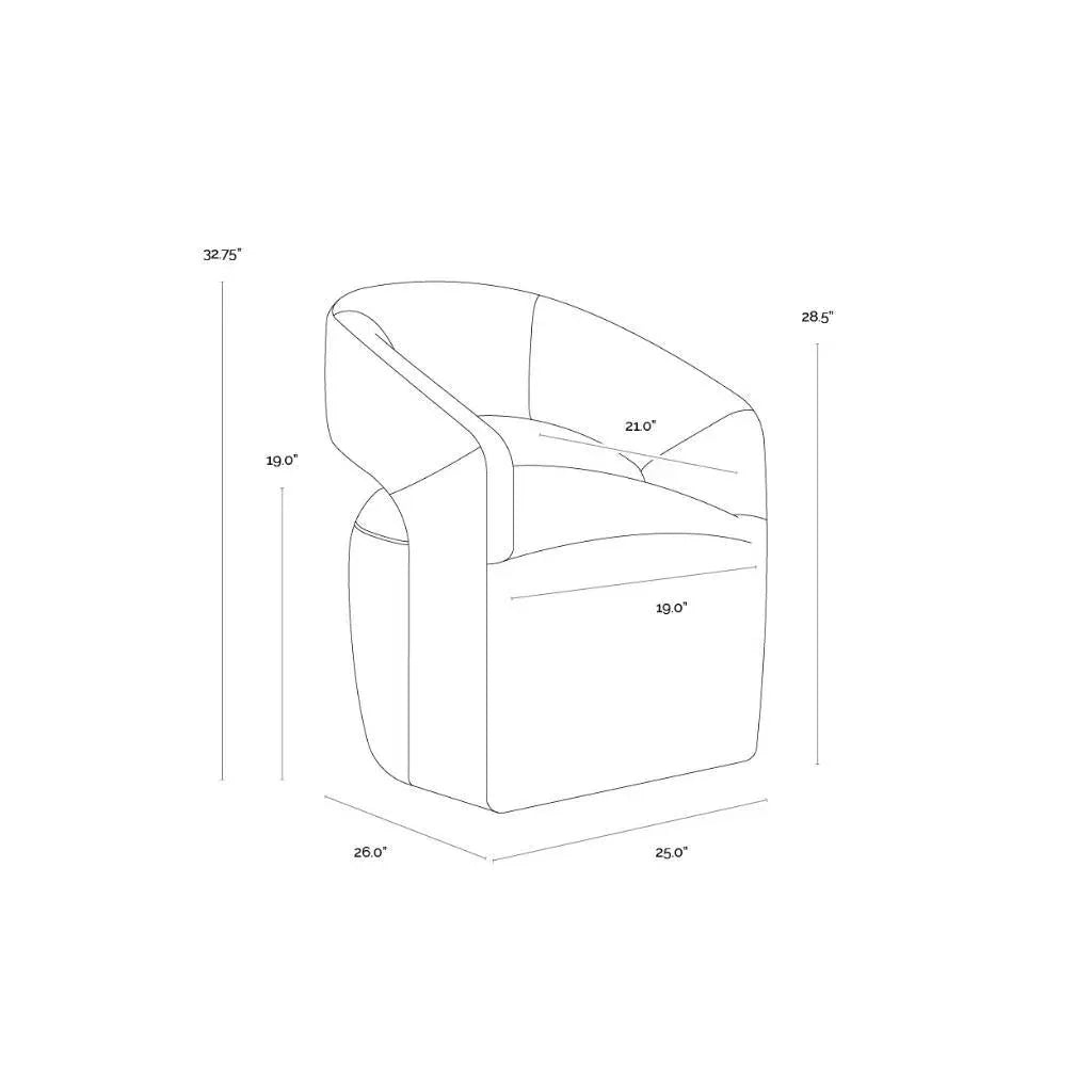 Lloret Fabric Wheeled Dining Armchair - LOOMLAN - SUNPAN - Dining Chairs