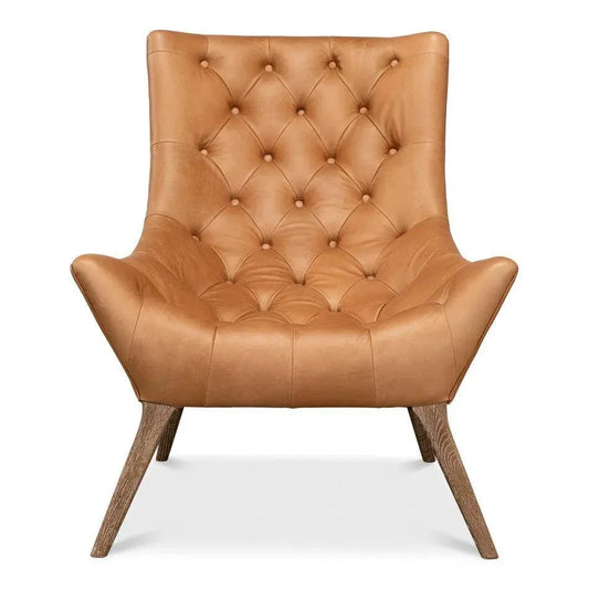 Lola Leather Slipper Accent Chair - LOOMLAN - Sarreid - Accent Chairs