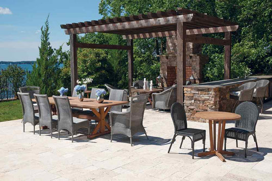 Loom High Back Armless Outdoor Dining Chair-Outdoor Dining Chairs-Lloyd Flanders-LOOMLAN