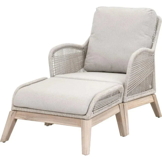 Loom Outdoor Footstool Rope Wood Frame-Outdoor Ottomans-Essentials For Living-LOOMLAN
