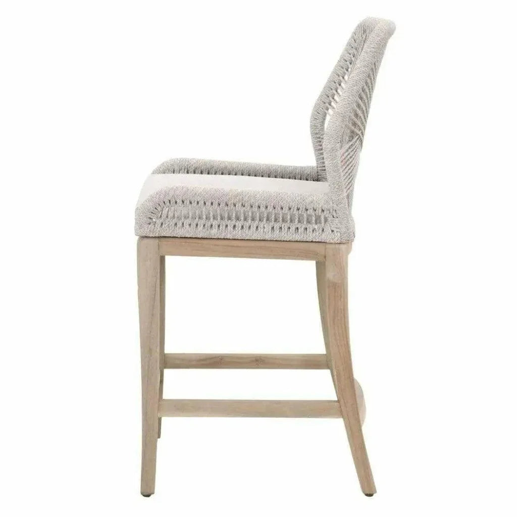 Loom Outdoor Rope Counter Stool Taupe Flat Rope Wood-Outdoor Counter Stools-Essentials For Living-LOOMLAN