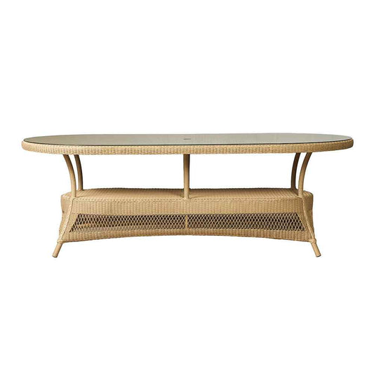 Loom Oval Umbrella Outdoor Dining Table-Outdoor Dining Tables-Lloyd Flanders-LOOMLAN