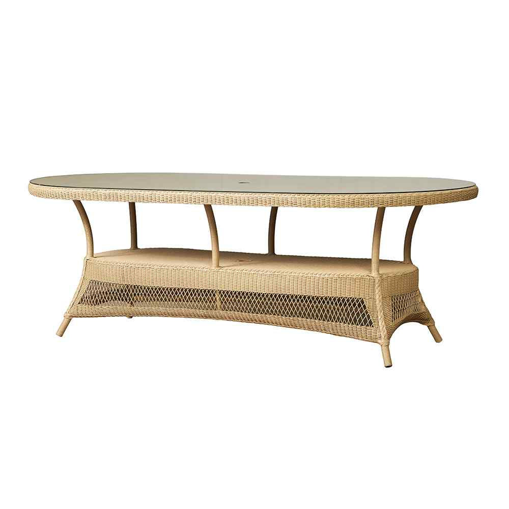 Loom Oval Umbrella Outdoor Dining Table-Outdoor Dining Tables-Lloyd Flanders-LOOMLAN