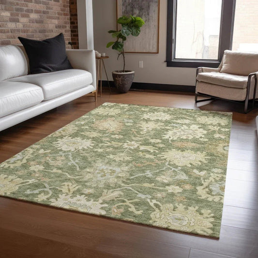 Louis Green Washable Indoor - Outdoor Rug - LOOMLAN - LOOMLAN Rugs - Outdoor Rugs