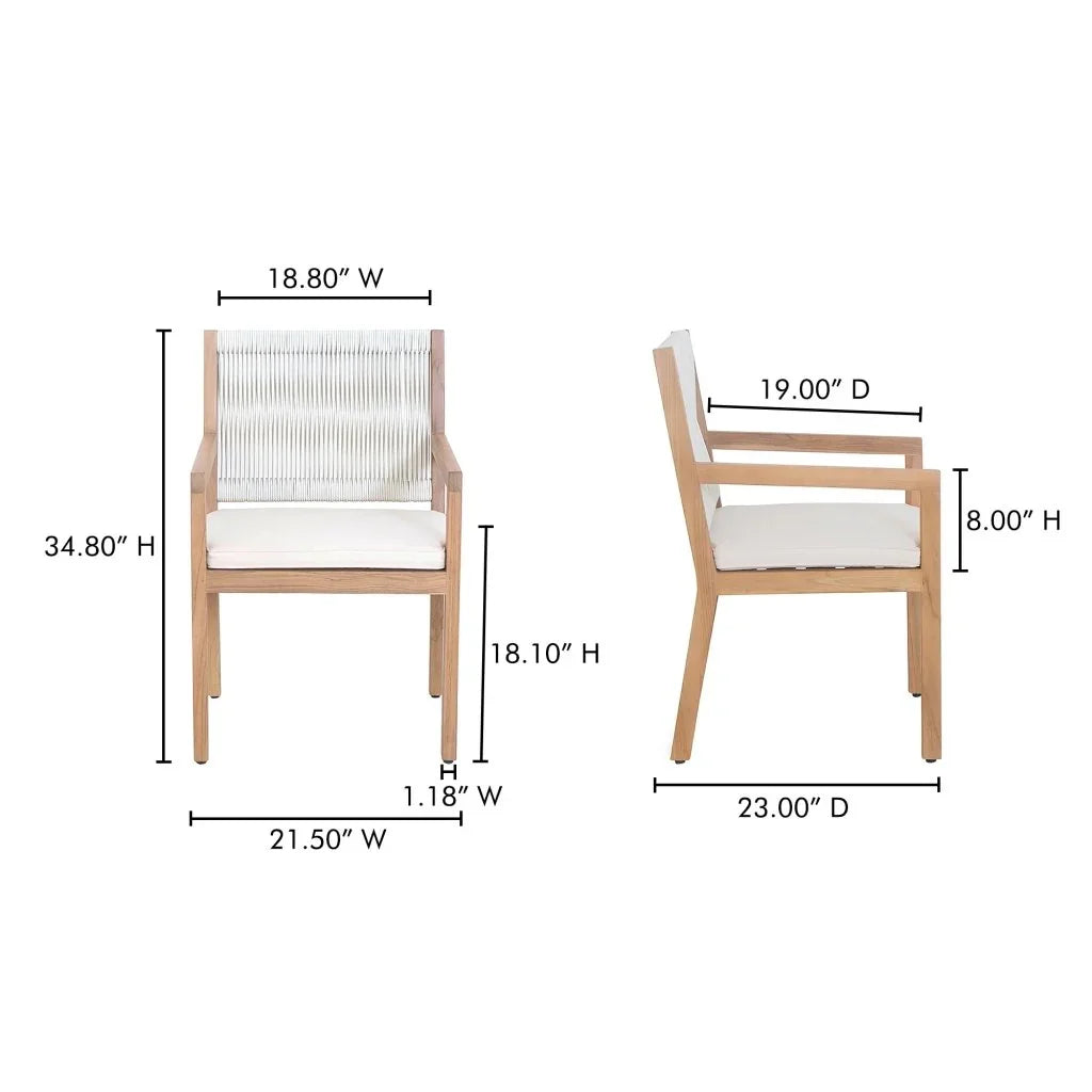 Luce Natural Teak Outdoor Dining Chair-Outdoor Dining Chairs-Moe's Home-LOOMLAN