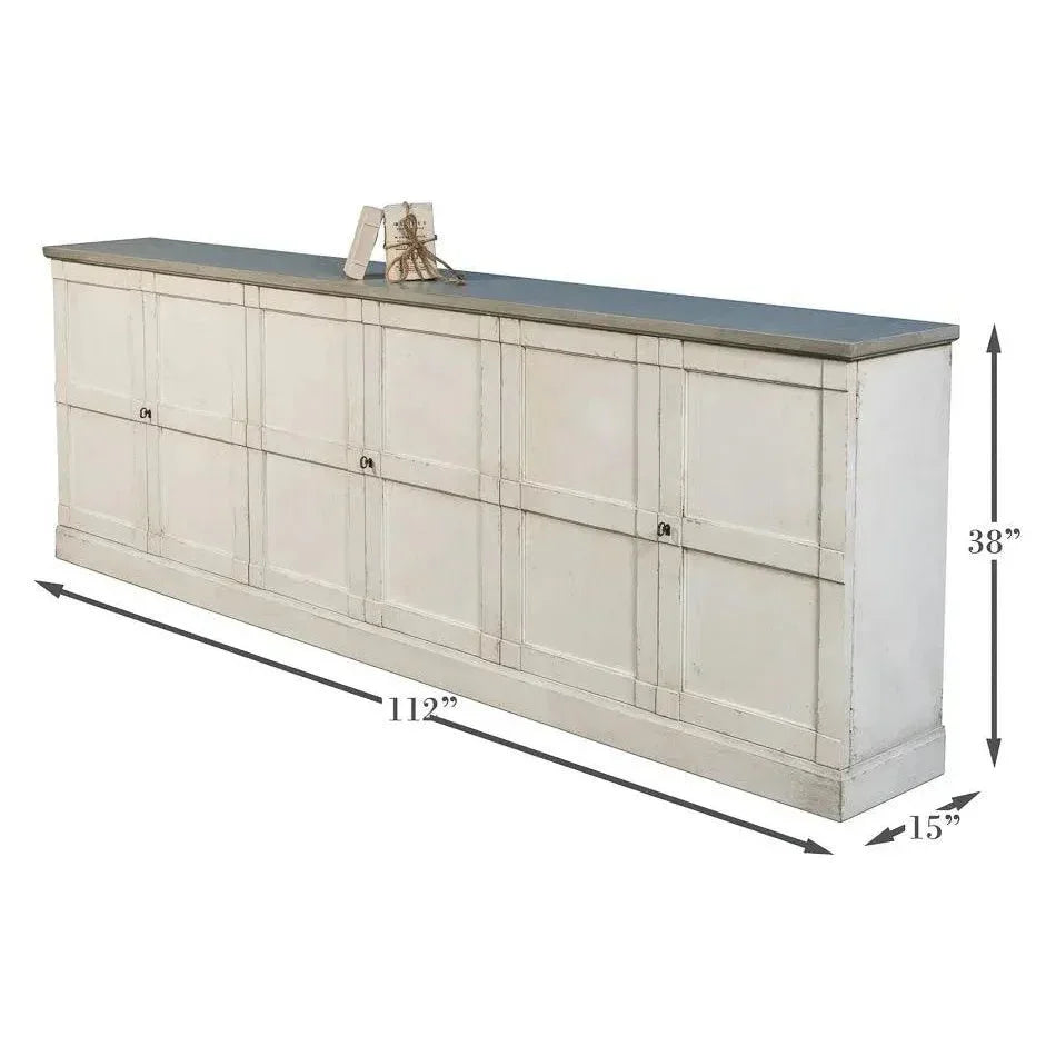Luciana Wood Doors Buffet 112" St. with Grey - LOOMLAN - Sarreid - Sideboards