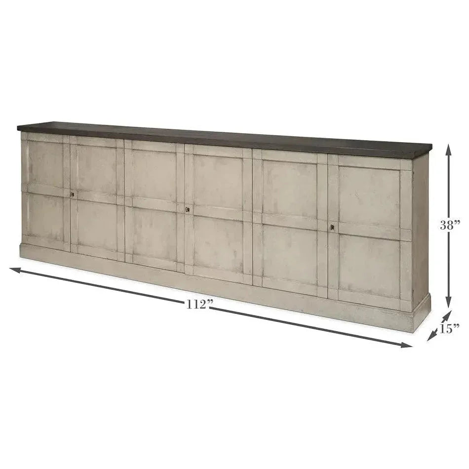 Luciana Wood Doors Buffet 112" W.Grey S.Grey - LOOMLAN - Sarreid - Sideboards