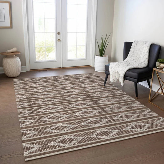 Lume Brown Washable Indoor-Outdoor Rug-Outdoor Rugs-LOOMLAN Rugs-LOOMLAN