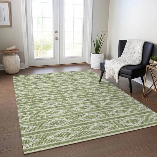 Lume Green Washable Indoor-Outdoor Rug-Outdoor Rugs-LOOMLAN Rugs-LOOMLAN