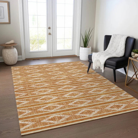Lume Orange Washable Indoor-Outdoor Rug-Outdoor Rugs-LOOMLAN Rugs-LOOMLAN