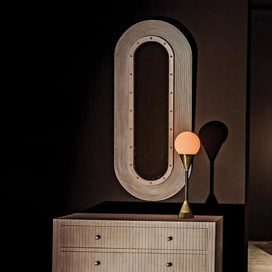 Luna Mirror, White Washed Oval Wall Mirror - LOOMLAN - Noir - Wall Mirrors