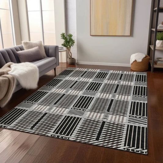 Lunara Black Washable Indoor-Outdoor Rug-Outdoor Rugs-LOOMLAN Rugs-LOOMLAN