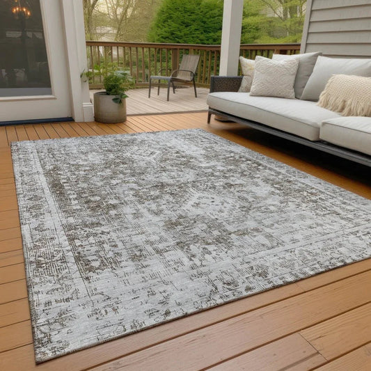 Lurea Brown Washable Indoor - Outdoor Rug - LOOMLAN - LOOMLAN Rugs - Outdoor Rugs