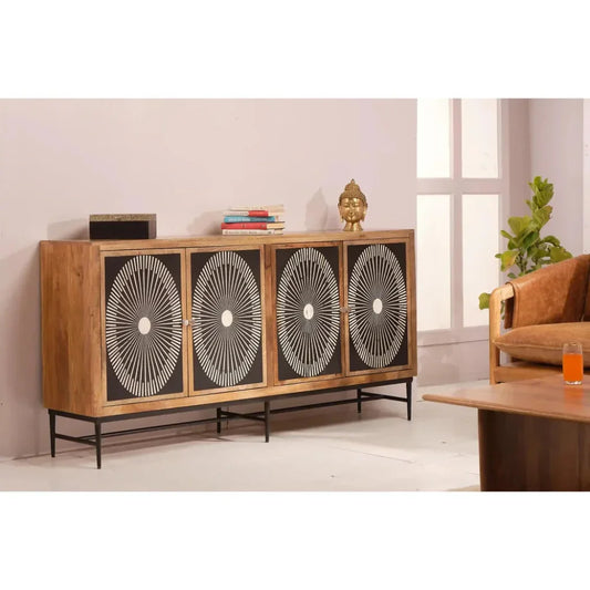 Dione Bone Inlay Designed 4 Door Sideboard - LOOMLAN - LOOMLAN - Sideboards