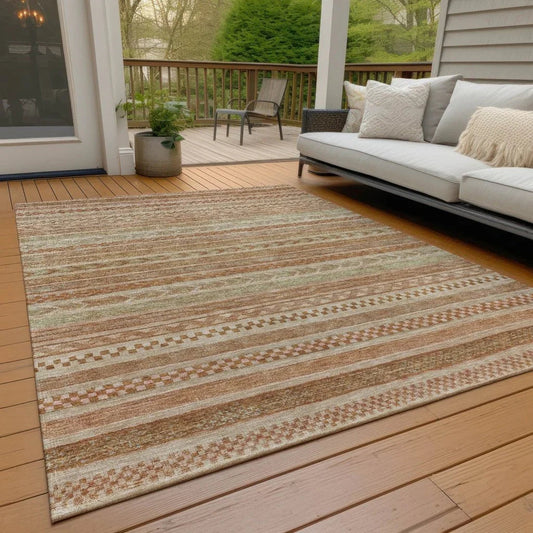 Luthyra Orange Washable Indoor - Outdoor Rug - LOOMLAN - LOOMLAN Rugs - Outdoor Rugs