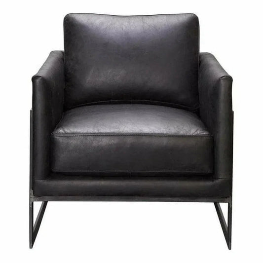 Luxley Black Leather Club Chair Modern Style - LOOMLAN - Moe's Home - Club Chairs