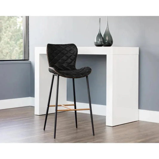 Lyla Leather Barstool 2PC - LOOMLAN - SUNPAN - Bar Stools