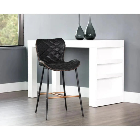 Lyla Leather Counter Stool 2PC - LOOMLAN - SUNPAN - Counter Stools