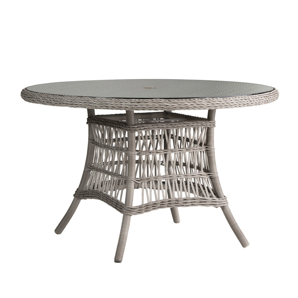 Mackinac 48" Round Umbrella Dining Table with Woven Top-Outdoor Dining Tables-Lloyd Flanders-LOOMLAN