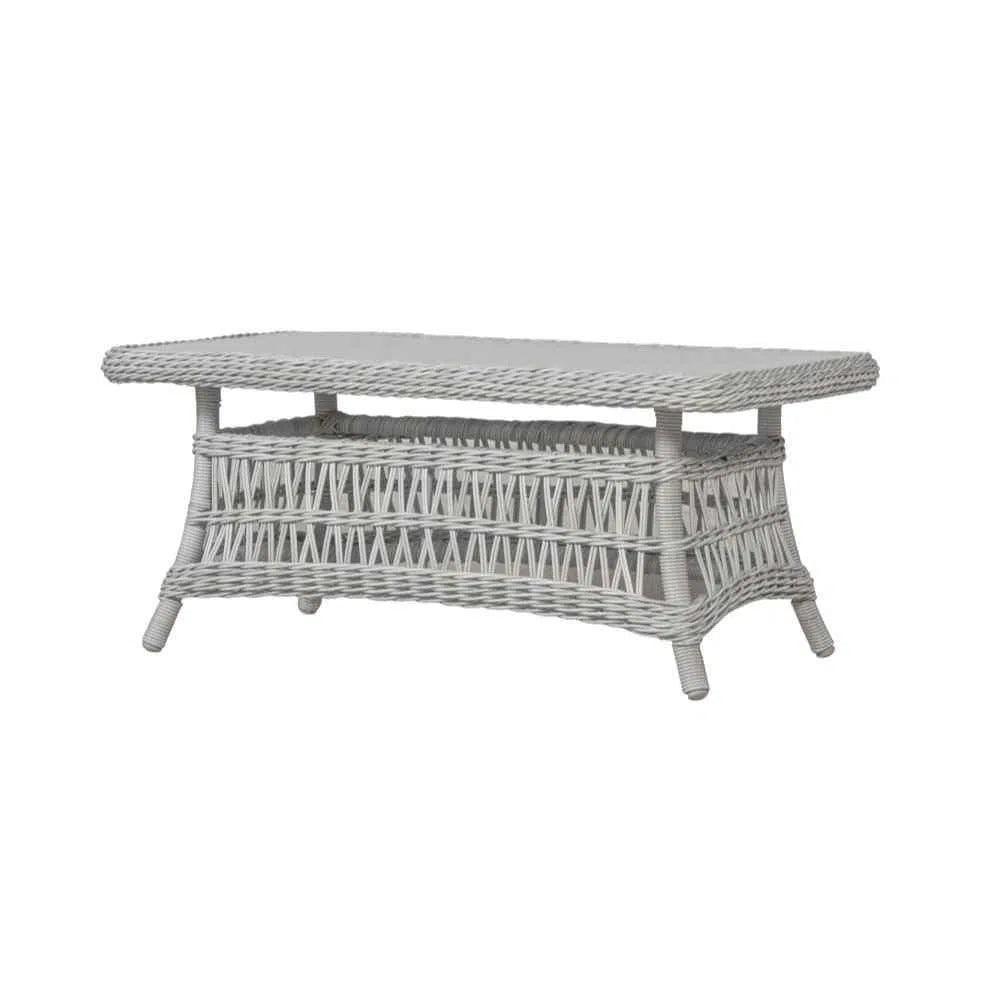Mackinac Rectangular Wicker Patio Coffee Table-Outdoor Coffee Tables-Lloyd Flanders-LOOMLAN