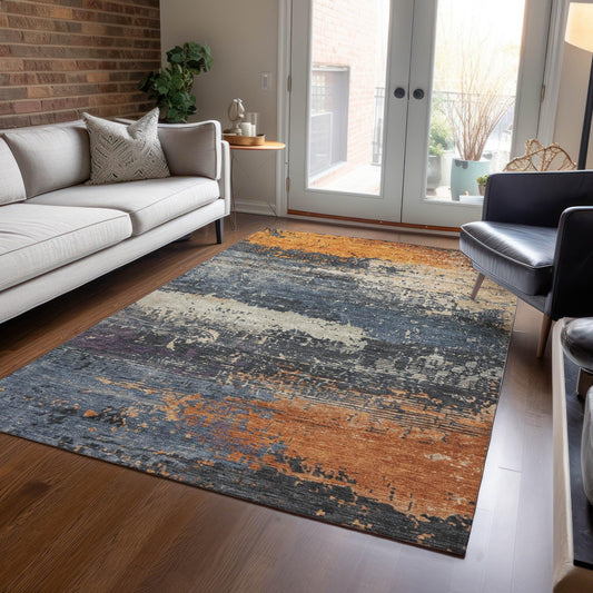 Maeanor Blue Washable Indoor-Outdoor Rug