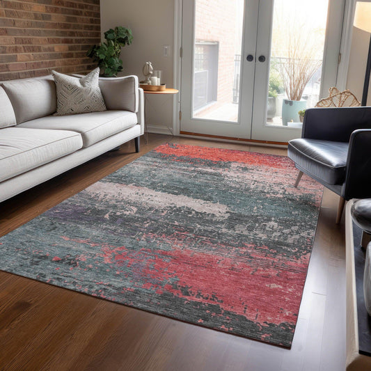 Maeanor Orange Washable Indoor-Outdoor Rug