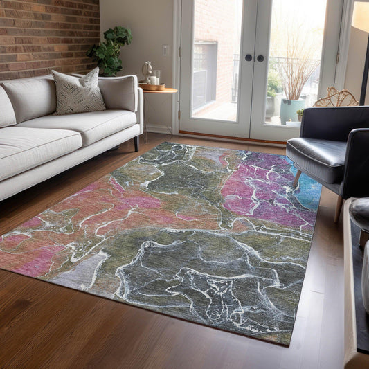 Maeon Brown Washable Indoor-Outdoor Rug