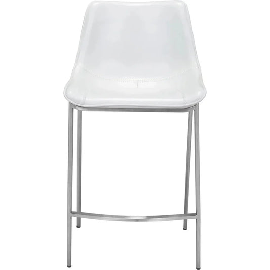 Magnus Counter Stool 2PC White & Silver - LOOMLAN - Zuo Modern - Counter Stools