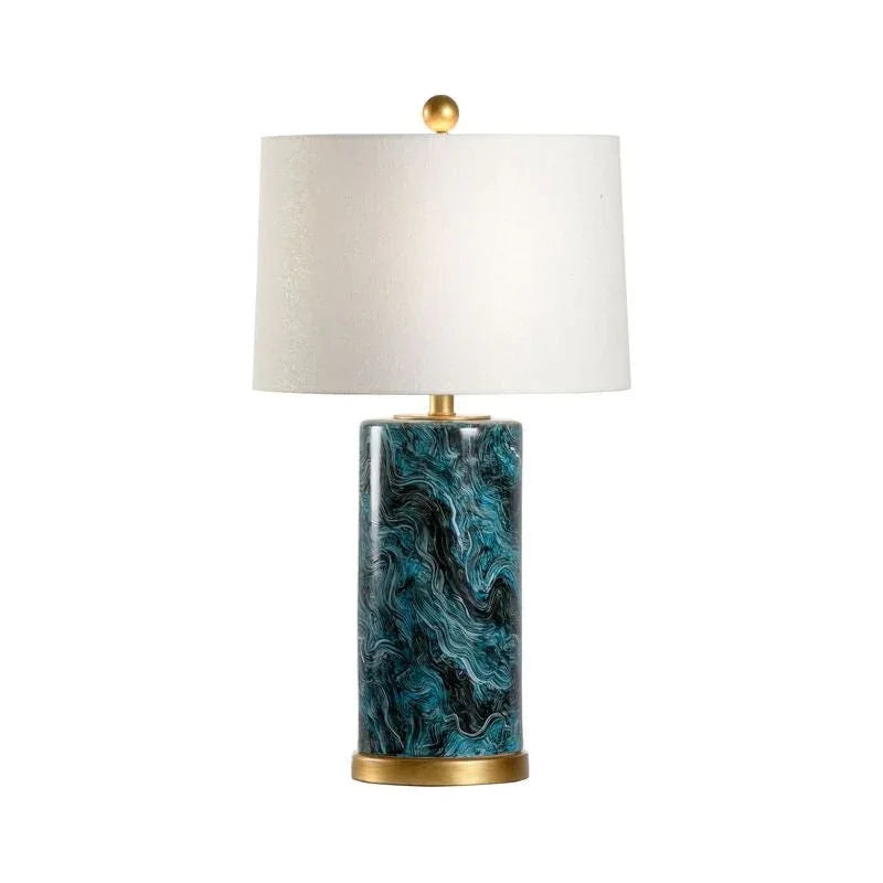 Malachite Ceramic Cylinder Hand - Painted Table Lamp - LOOMLAN - Chelsea House - Table Lamps