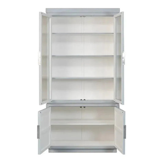 Maldives 2 Glass Doors Bookcase Eros Blue - LOOMLAN - Sarreid - Buffets & Curios