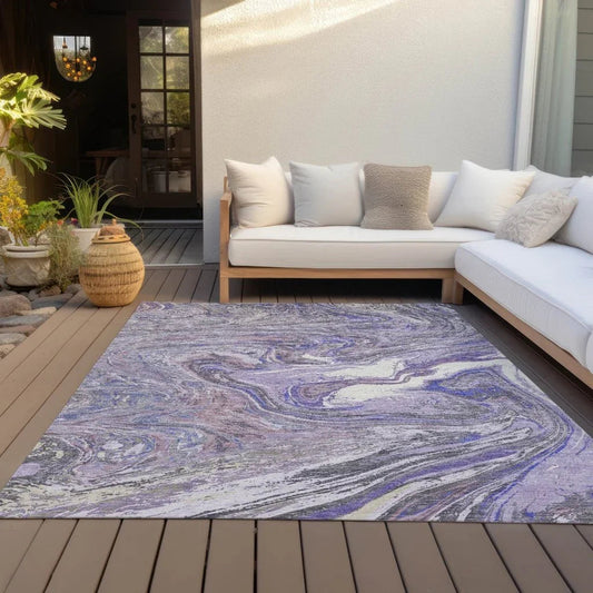 Malika Purple Washable Indoor-Outdoor Rug-Outdoor Rugs-LOOMLAN Rugs-LOOMLAN