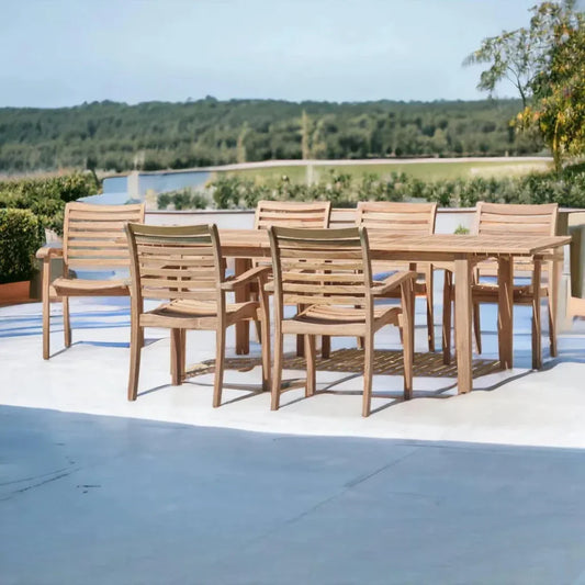 Manorhouse Rectangular Extandable Outdoor Dining Table-Outdoor Dining Tables-HiTeak-LOOMLAN