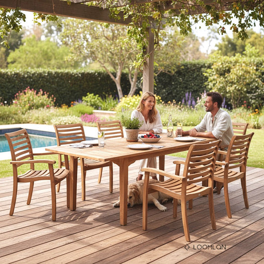 Manorhouse Teak Patio Rectangular Dining Set 7PC