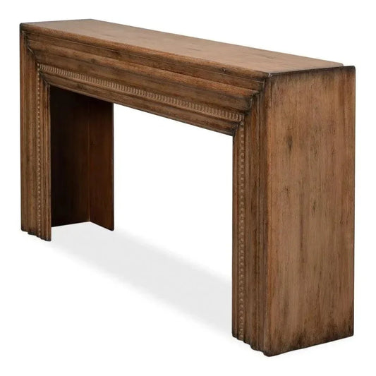 Mantel Console Table Natural Brown Reclaimed Wood - LOOMLAN - Sarreid - Console Tables
