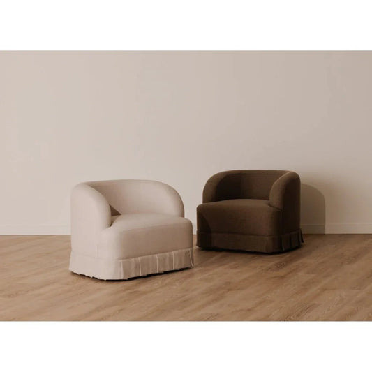 Maren Beige Pleat Design Swivel Chair - LOOMLAN - Moe's Home - Club Chairs