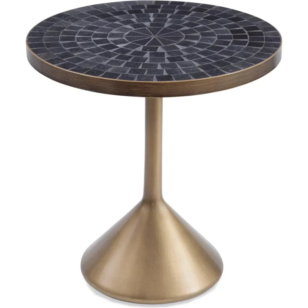 Marirose Metal & Marble Black Round Accent Table - LOOMLAN - Bassett Mirror - Side Tables