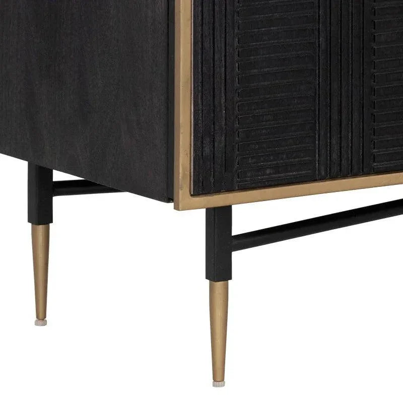 Markwood Sideboard Brass Dark Brown Ample Storage - LOOMLAN - SUNPAN - Sideboards