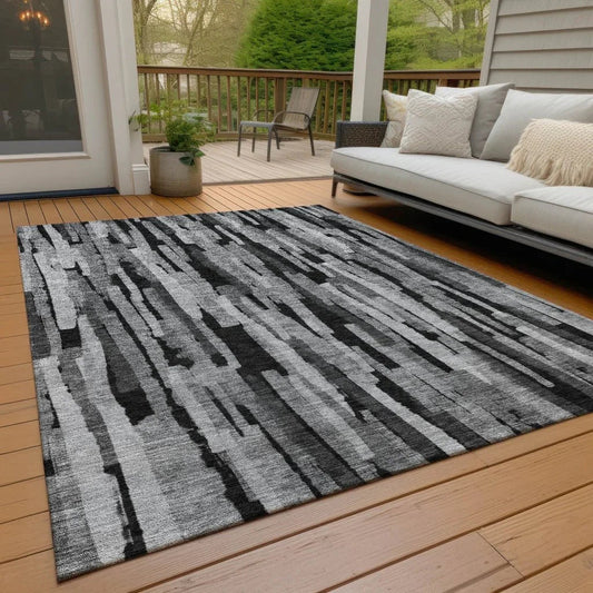 Marrah Gray Washable Indoor-Outdoor Rug-Outdoor Rugs-LOOMLAN Rugs-LOOMLAN